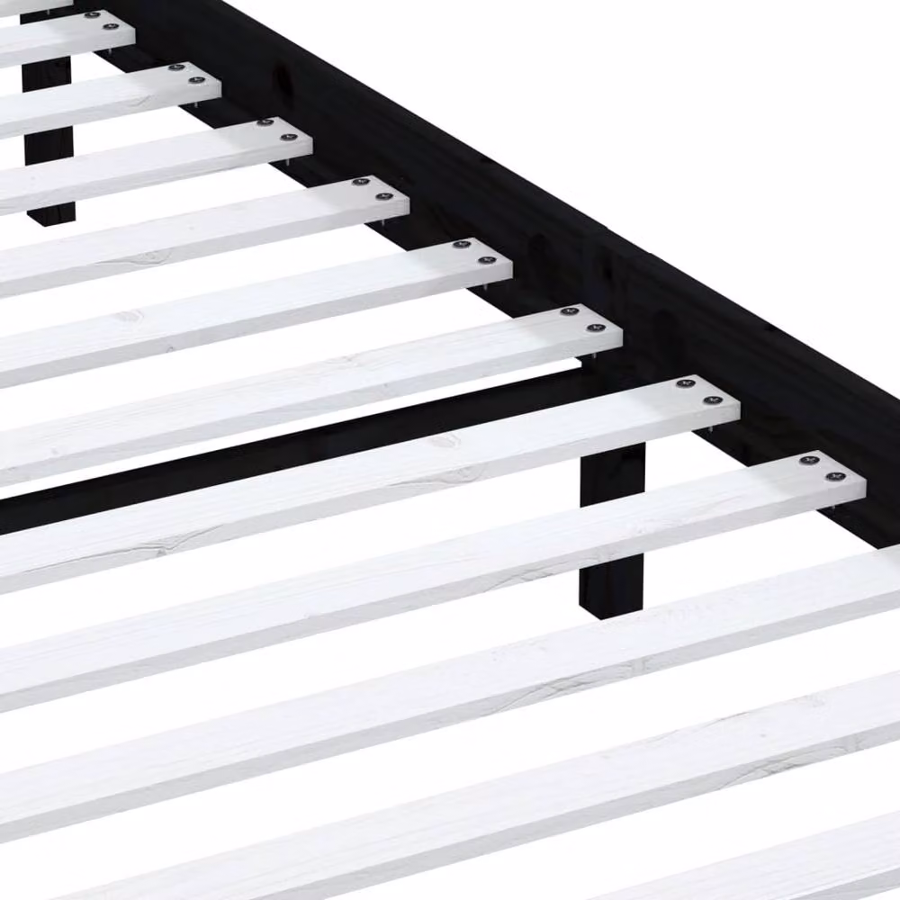 Berkfield Home Beautiful Black Solid Wood Pine Bed Frame W/D/H: 200 x 100 x 206 cm – 4