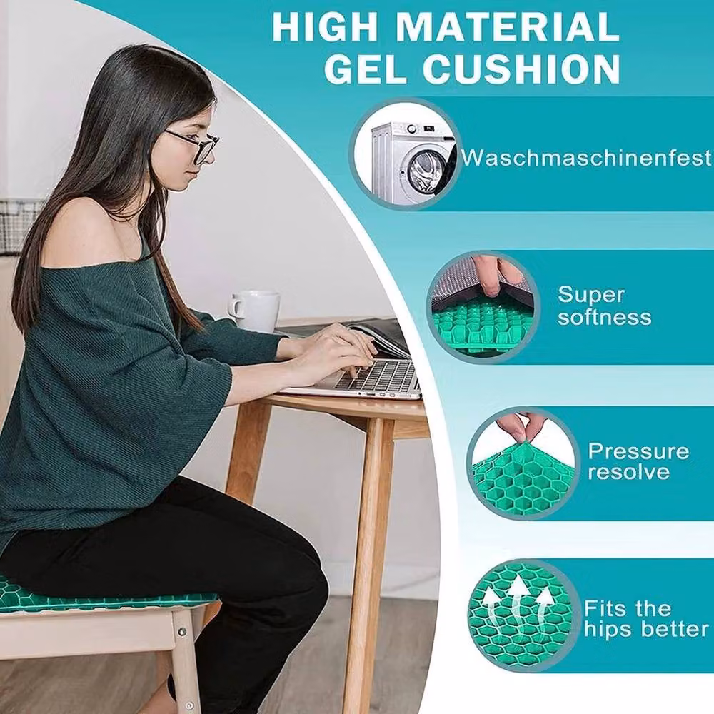FLAVORA Honeycomb Breathable Gel Seat Cushion, Green, W: 190 cm, D: 100 cm – 3