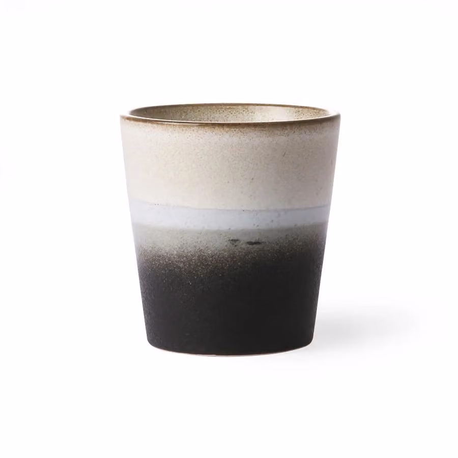 HKLIVING Rock 70s Ceramic Stoneware Coffee Mug in Brown and Multicolour