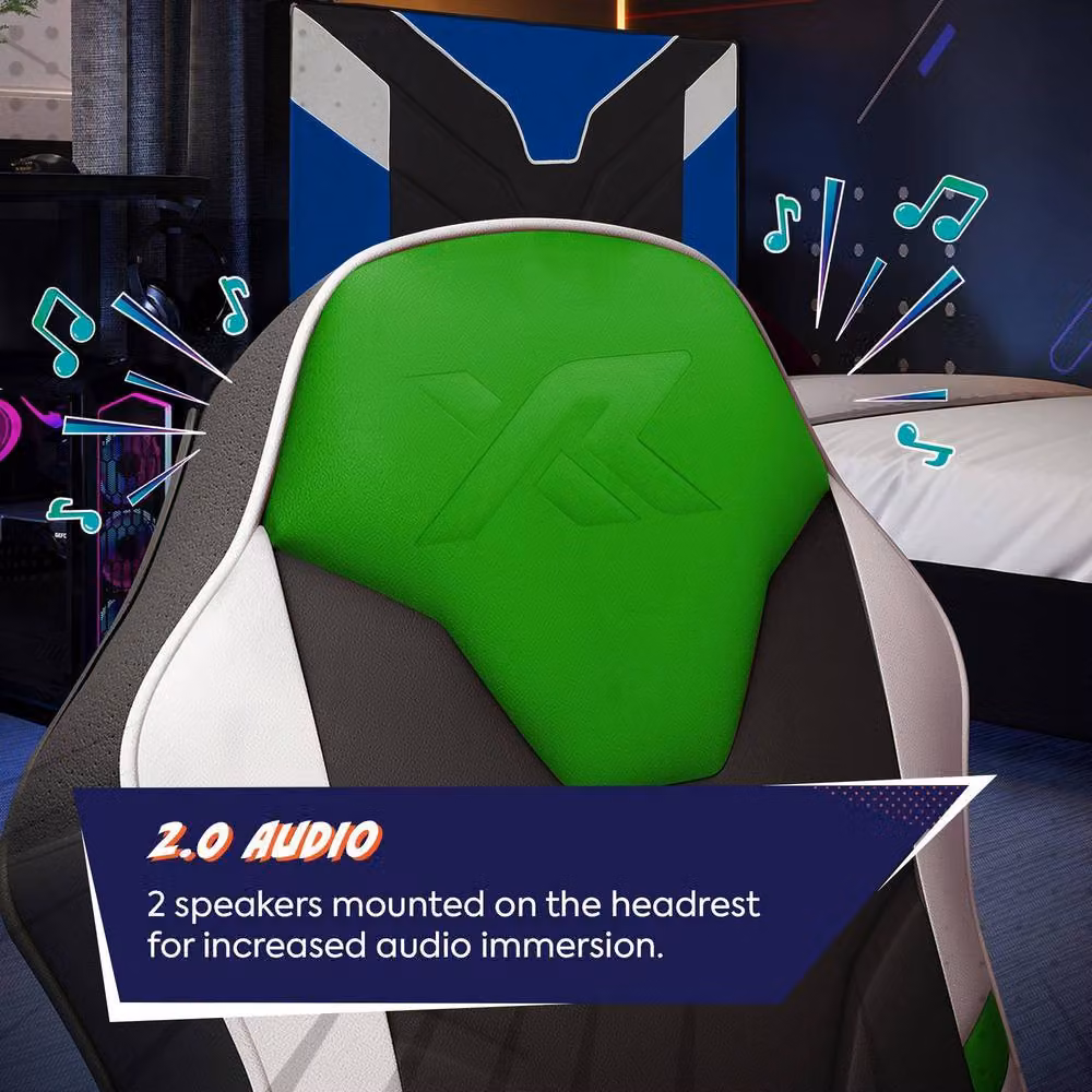 X Rocker Shadow 2.0 Audio Floor Rocker Gaming Chair for Kids in Green – 3