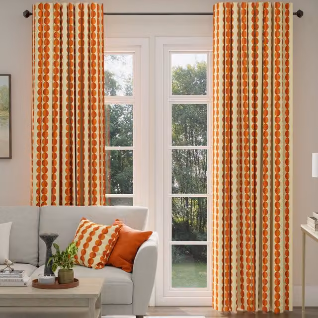 ANTE DECOR Valencia Printed Cotton Made To Measure Blackout Curtains in Burnt Umber