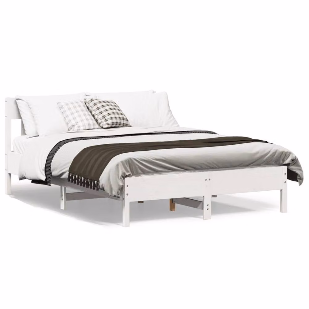 Berkfield Home Beautiful Small Double Bed Frame in White Solid Pine, W/D/H: 120 x 200 cm – 2
