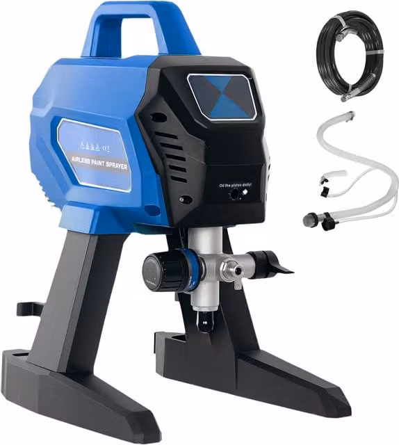 HOMCOM Airless Paint Sprayer in Dark Blue, 200 Bar Electric Wall Spray Gun with 7.5m Hose for Interior and Exterior DIY Projects, 1.5L/min Flow Rate – 1