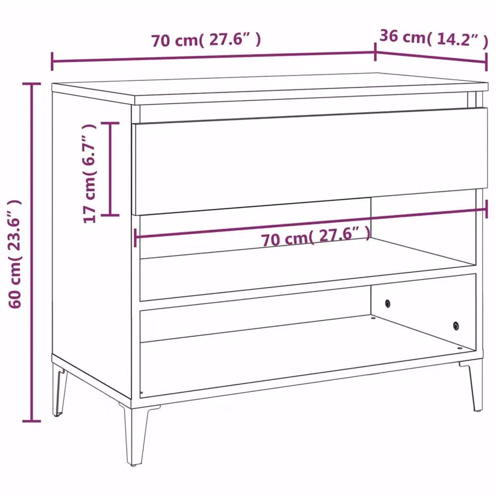 Berkfield Home Shoe Cabinet in Smoked Oak Brown, W/D/H: 70 x 36 x 60 cm – 6