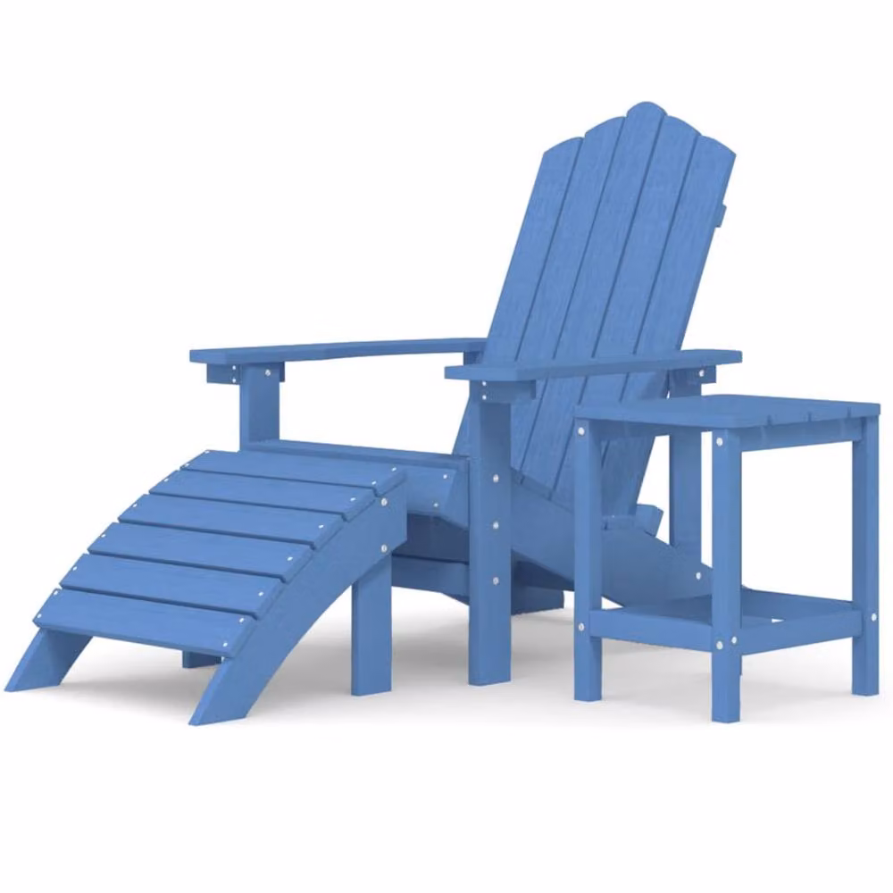 Berkfield Home Garden Adirondack Chair with Footstool and Table in Aqua Blue – 2