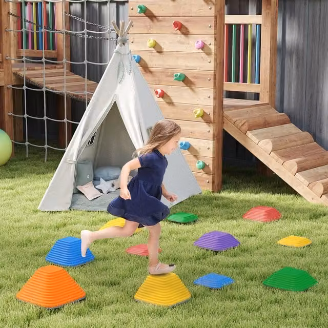 AIYAPLAY Balance Stepping Stones for Kids, Red, Diameter: 19 cm