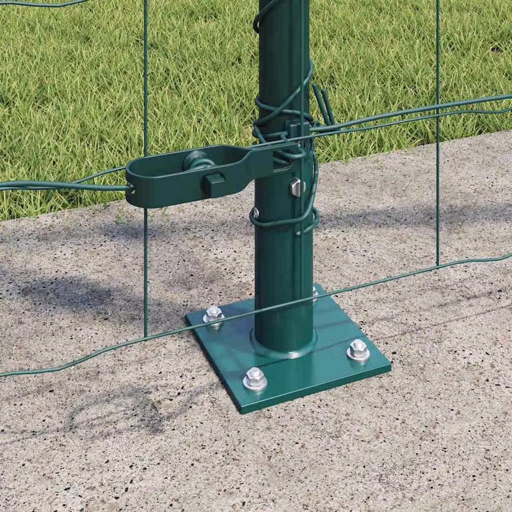 Berkfield Home Euro Fence with 7 Flanged Posts, Galvanised Steel, Green, W: 10 m, H: 1.2 m – 3