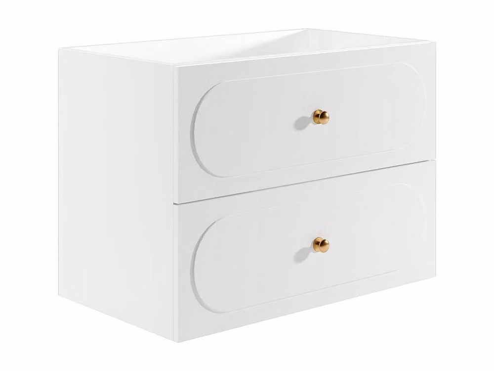 Vente-unique SATOBAL Wall-Hung Vanity Unit in White and Gold, W: 80 cm, D: 46 cm, H: 60 cm – 2