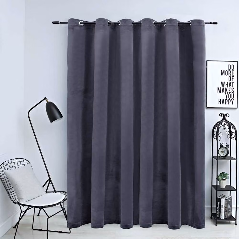 Berkfield Home Anthracite Grey Velvet Blackout Curtain with Eyelets W: 290 cm, H: 245 cm – 2