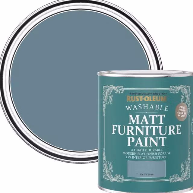 Rust-Oleum Matt Water-Based Furniture and Skirting Board Paint, Blue, 750ml