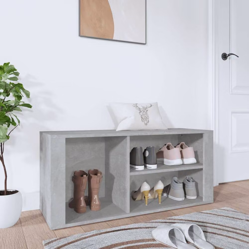 Berkfield Home Modern Grey Shoe Cabinet with Integrated Seat, W/D/H: 100 x 35 x 45 cm – 2