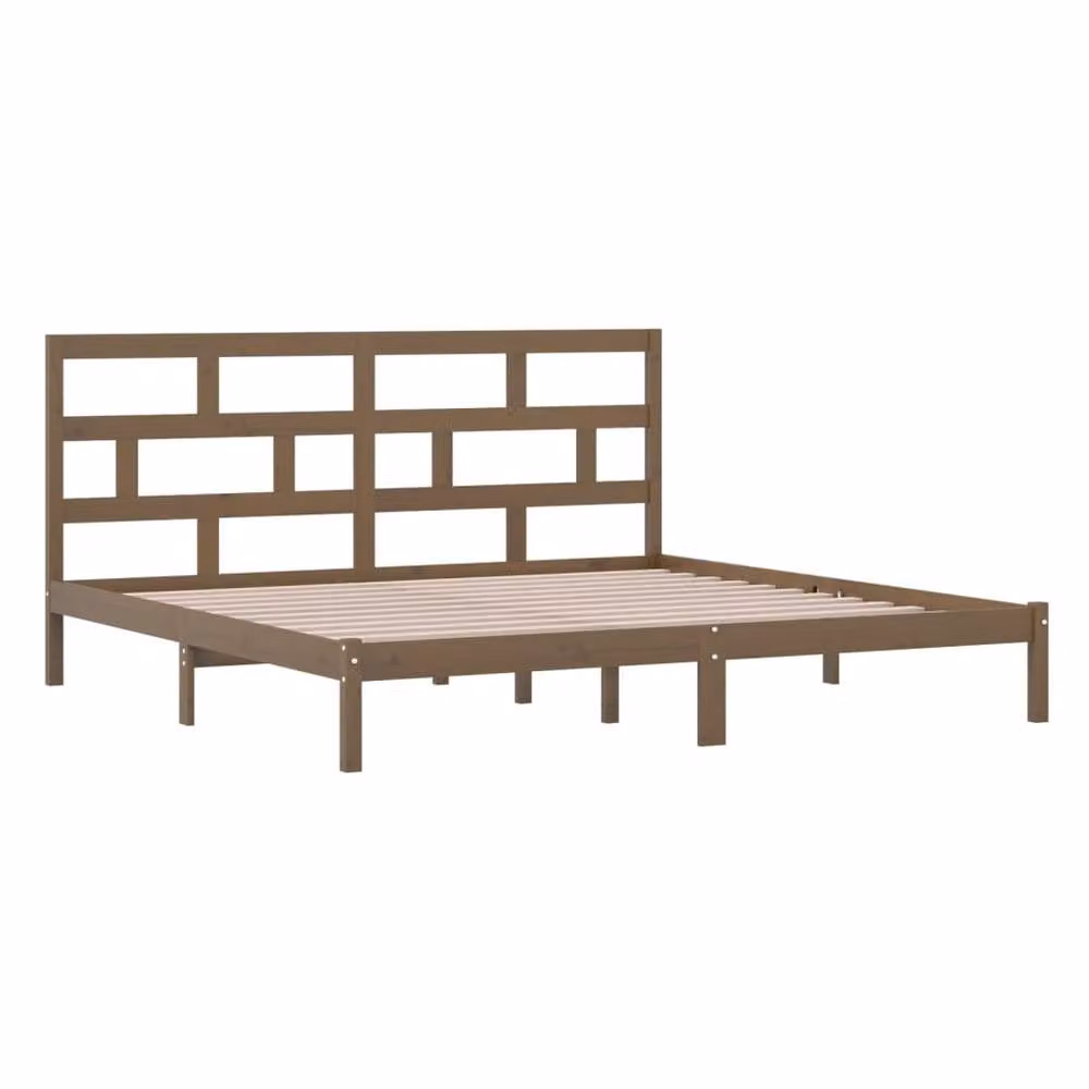 Berkfield Home Beautiful Bed Frame in Brown Solid Pine Wood, W/D/H: 200 x 100 x 206 cm – 3