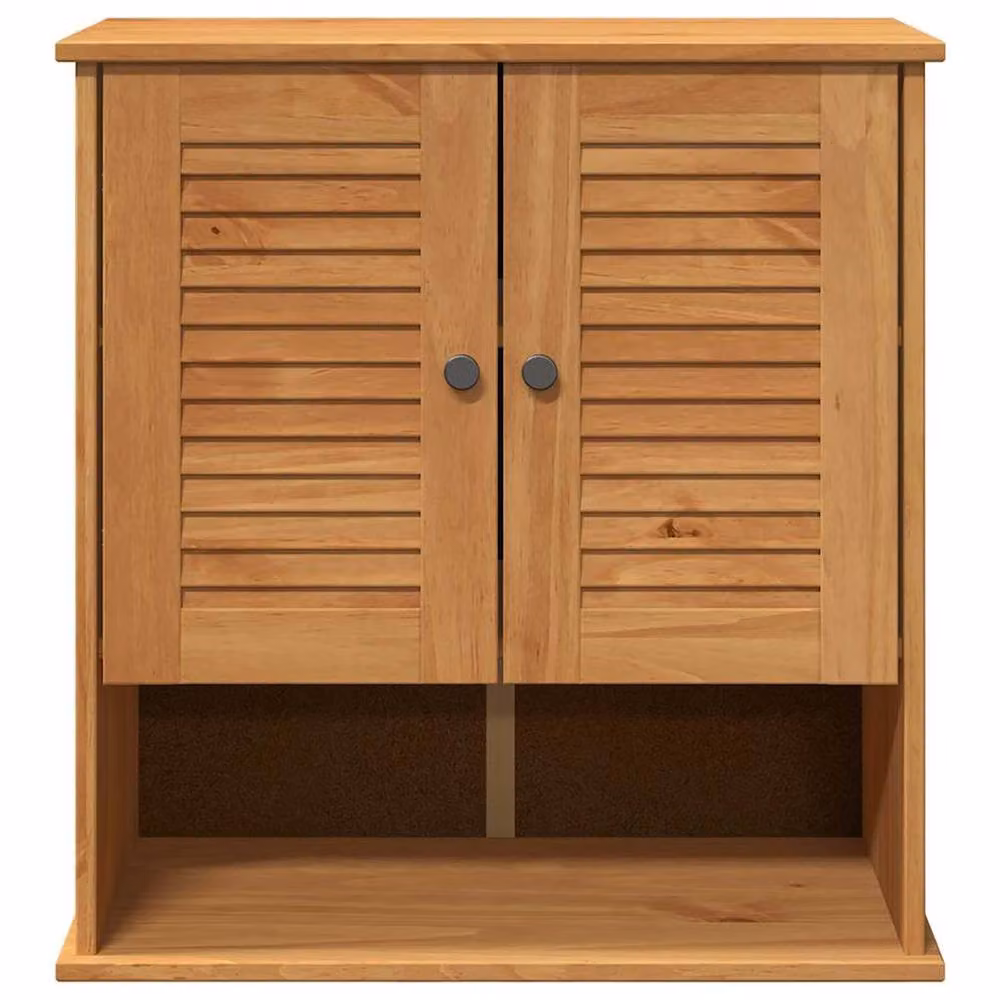 Berkfield Home Wall-mounted Rustic Solid Pine Wood Storage Cabinet in Honey Brown, W/D/H: 71.5 x 34.0 x 67.5 cm – 3