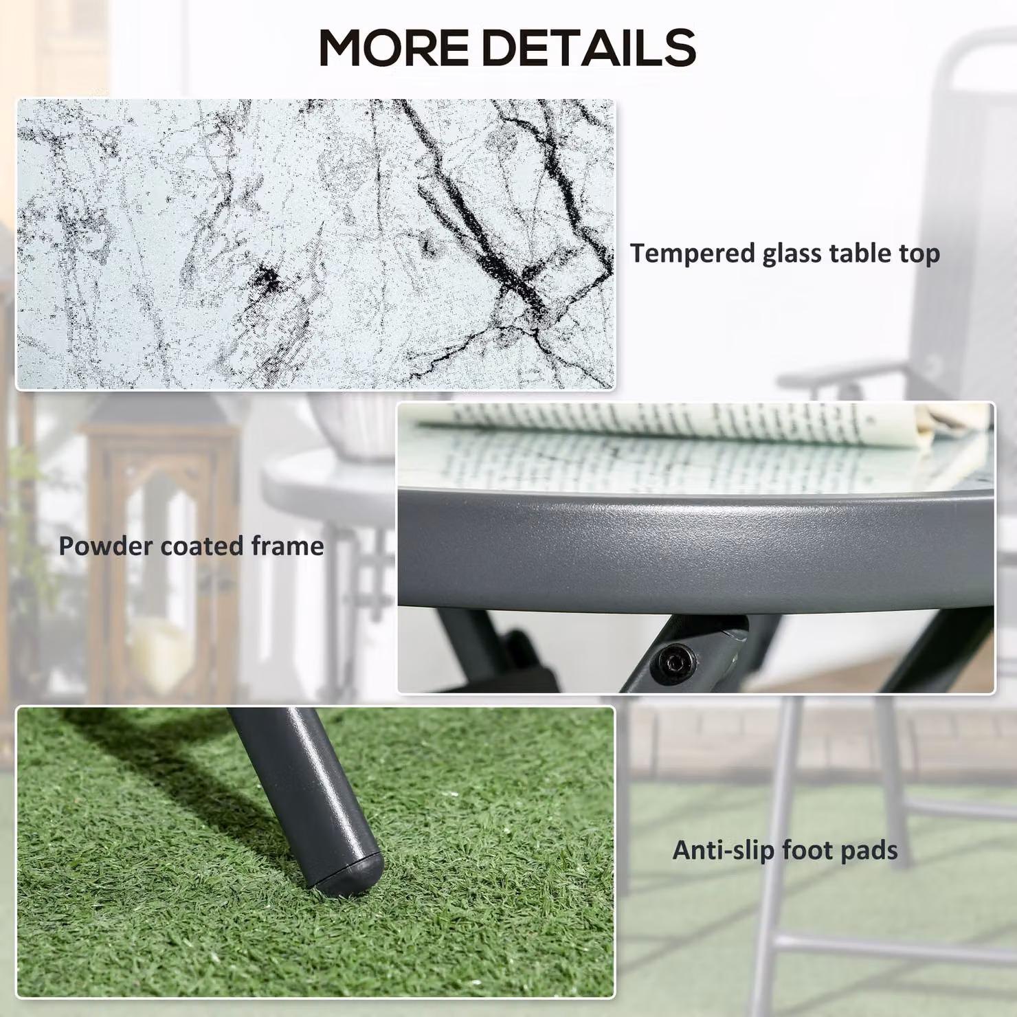 Outsunny Round Faux Marble Folding Patio Side Table in White – 5