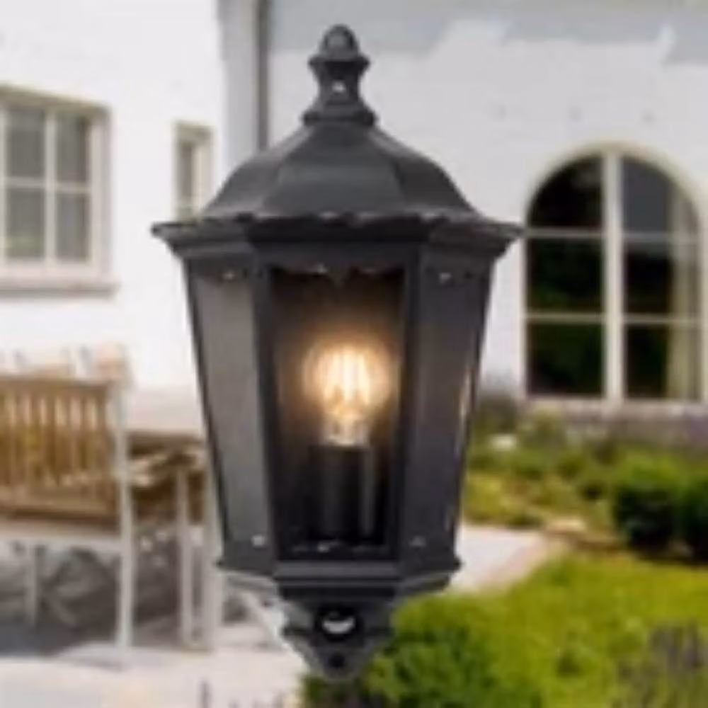 Havendro Black Metal Outdoor LED Sensor Wall Light, Dimmable PIR Motion Sensor Half Lantern for Garden and Porch, IP44 Rated – 3