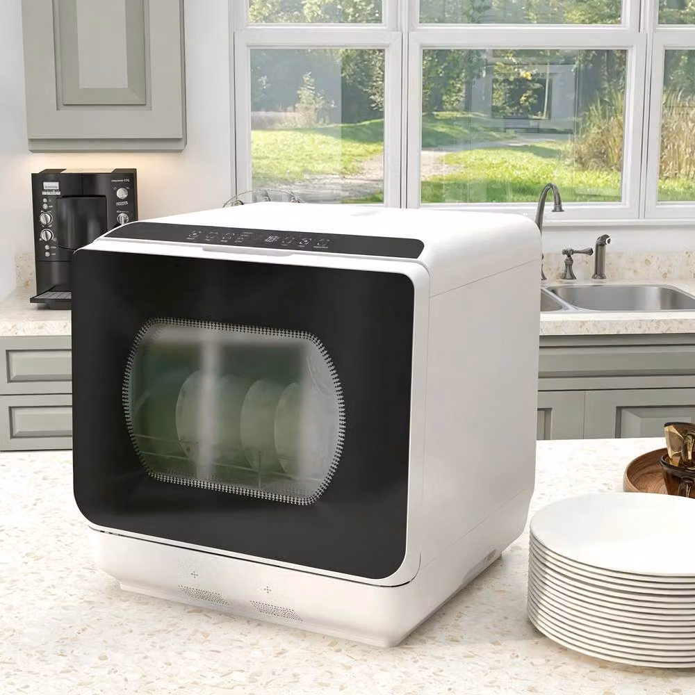 STILVORA Tabletop Dishwasher with 6L Tank Capacity and 5 Wash Programmes, White – 2