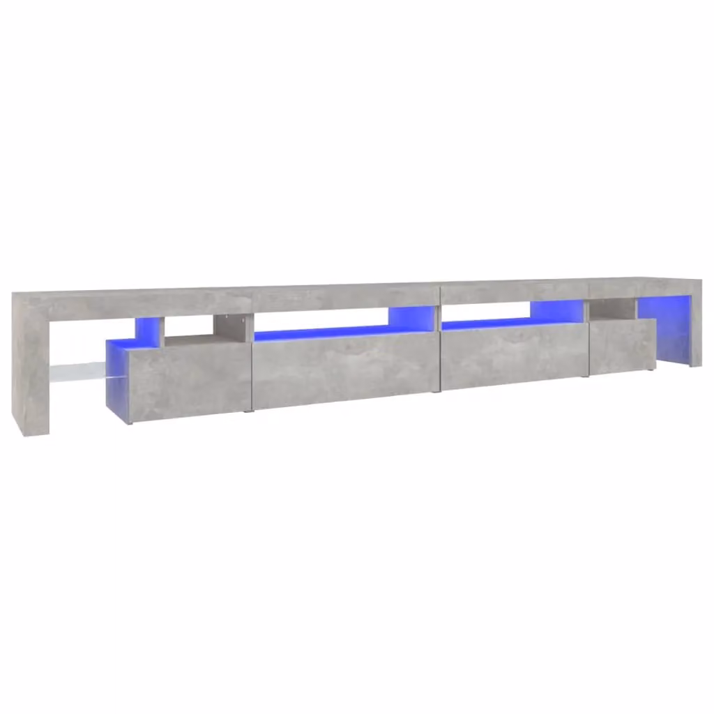 Berkfield Home Modern TV Cabinet with LED Lights in Concrete Grey, W: 290 cm, D: 36.5 cm, H: 40 cm – 2