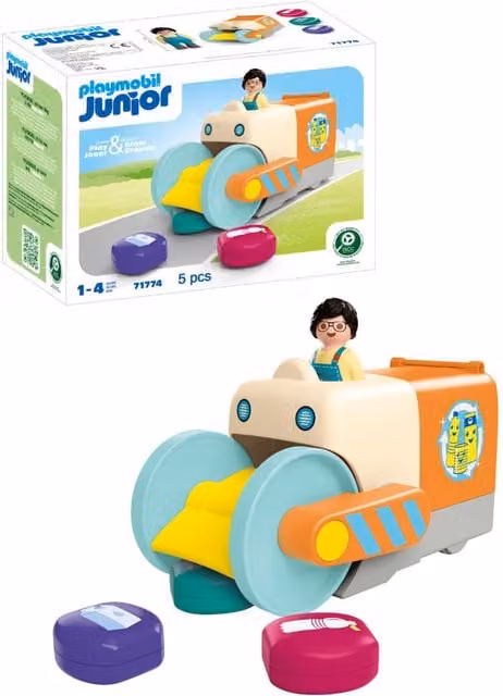 Playmobil Junior Push and Grab Garbage Collector Vehicle in Green