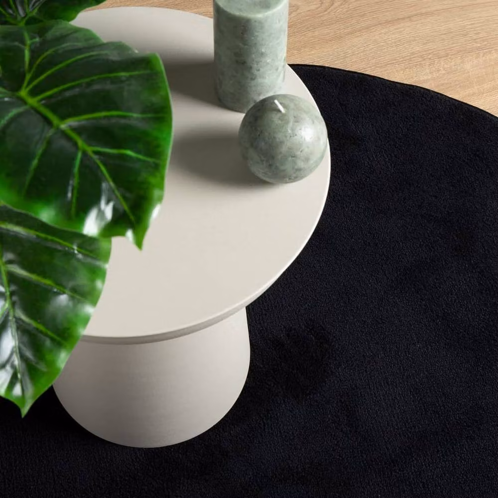 Berkfield Home OVIEDO Round Short Pile Rug in Black, Diameter: 200 cm – 4