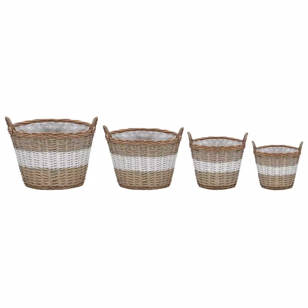 Berkfield Home 4 Piece Brown Wicker Raised Bed with PE Lining – 2