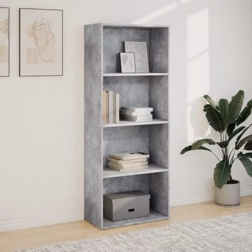 vidaXL Modern Concrete Grey Bookcase in MDF, W: 60 cm, D: 30 cm, H: 152 cm – 2