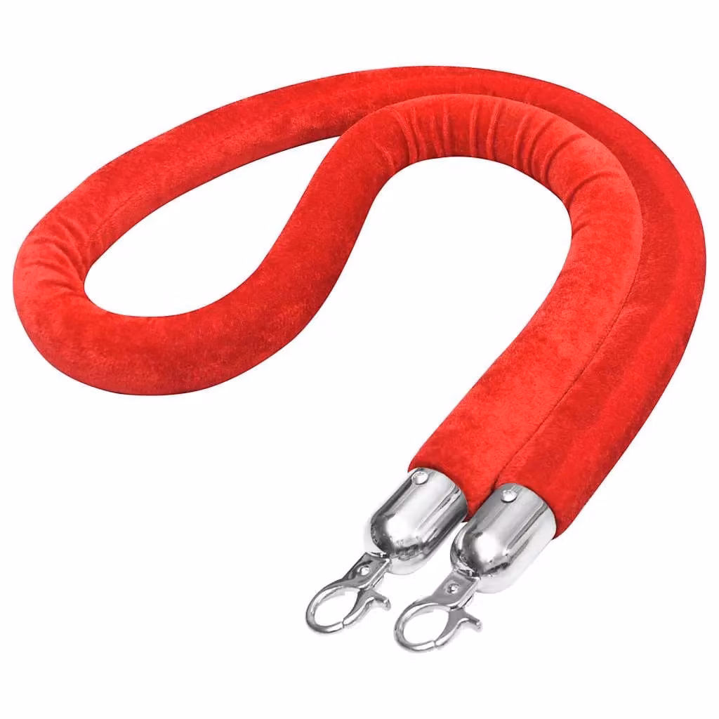 Berkfield Home Stanchion Stand with Red and Silver Velvet Rope – 1