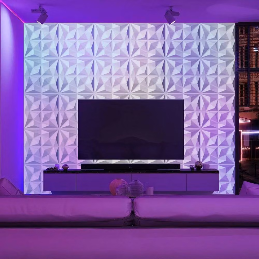 NESTLUNE 12-Pack White Diamond Design 3D Geometric Soundproofing Wall Panels – 3