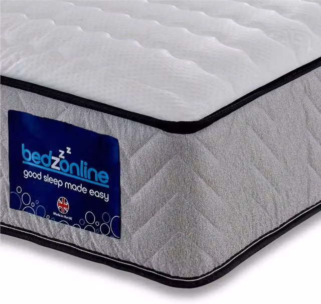 Bedzonline Eco Coil Memory Foam Hybrid Orthopaedic Mattress, White, W/D/H: 120 x 200 cm