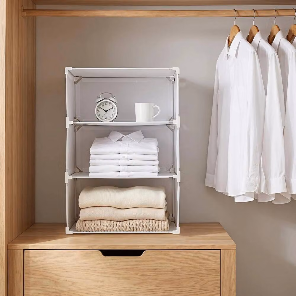 FLAVORA 3-Storey White Modular Cube Storage Cabinet – 2