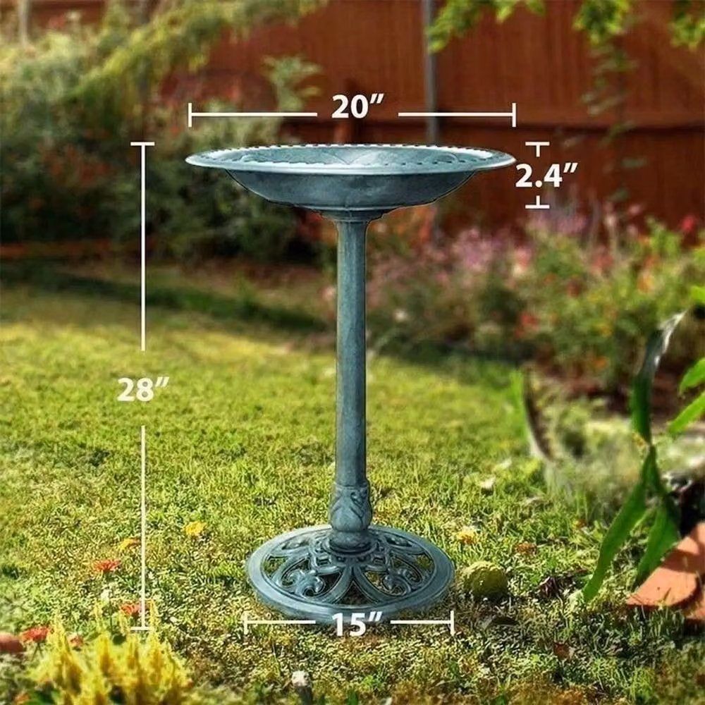 NESTLUNE Green Solar Bird Bath Pedestal with Fountain – 3