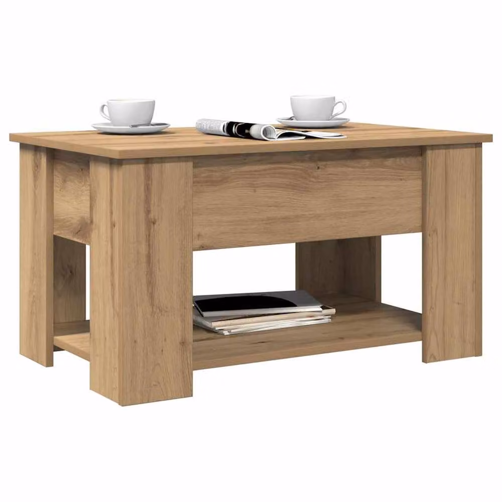 Berkfield Home Modern Artisan Oak Coffee Table in Brown, W/D/H: 79 x 49 x 41 cm – 2
