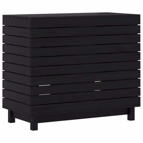 vidaXL Black Solid Wood Pine Laundry Basket W: 88.5 cm, D: 44 cm, H: 76 cm
