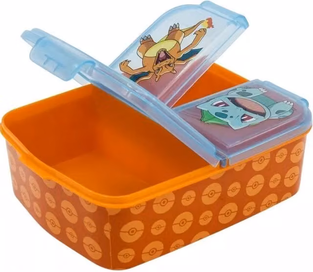 Official Licensed Pokemon 3-Compartment Leakproof School Lunch Box in Orange