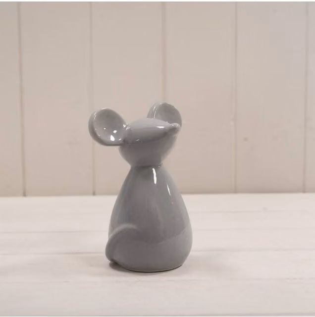 KDMD Rustic Medium Grey Ceramic Mouse Figurine