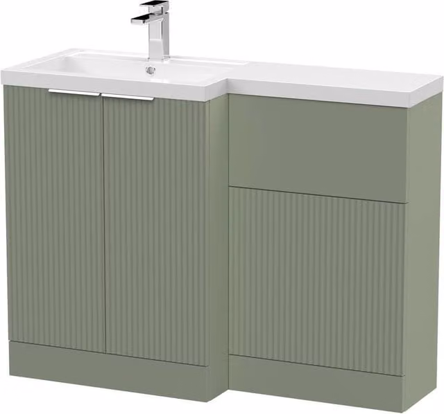 Balterley Tixall 2 Door Vanity WC Combi Unit with Poly Basin, Green, W: 110 cm, LH – 1