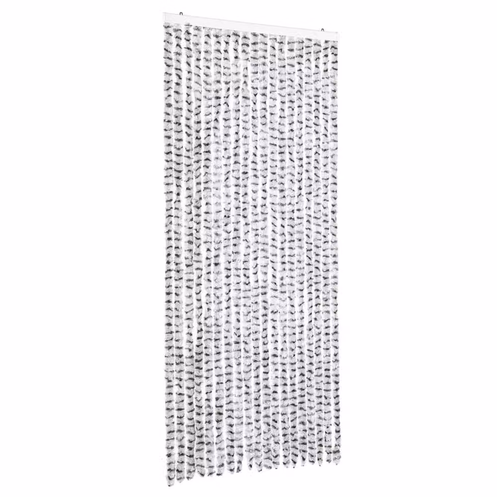 Berkfield Home Insect Curtain in Light and Dark Grey Chenille, W: 56 cm, H: 185 cm