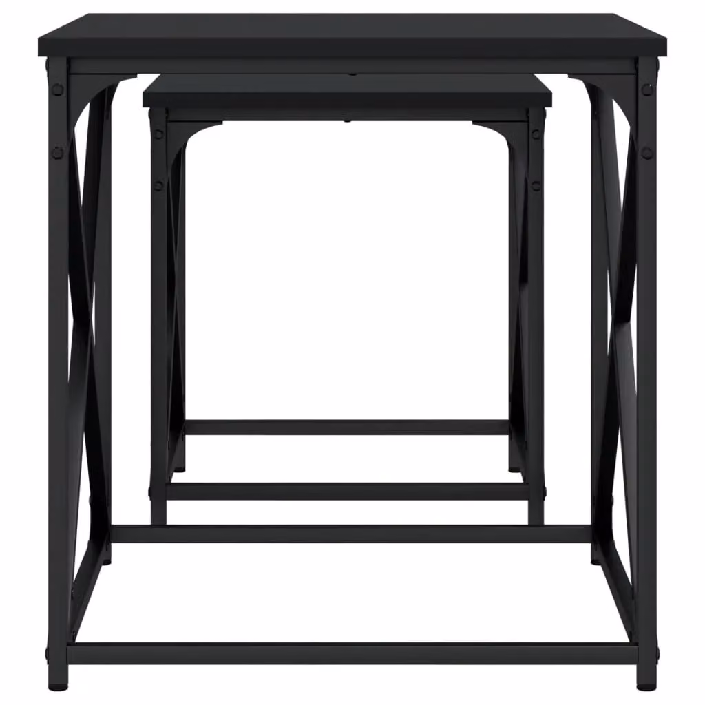 Berkfield Home Nesting Coffee Tables, Set of 2, Black Engineered Wood and Metal – 3