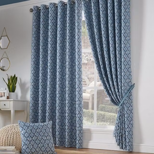 Terrys Cambourne Blue Blockout Eyelet Curtains with Thermal Insulation