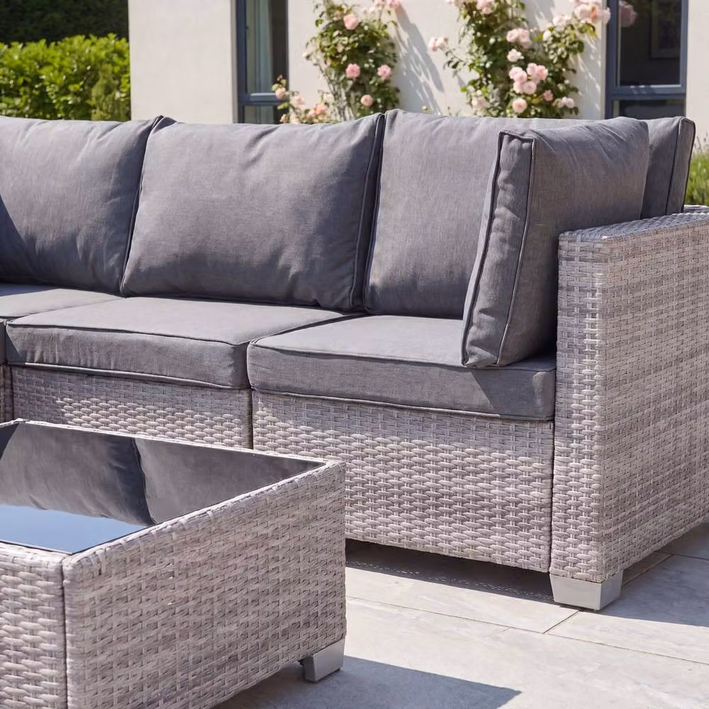 Artemis Home Saviano 8 Seat Modular U-Shaped Rattan Corner Set with Coffee Table and Ottoman in Grey – 2