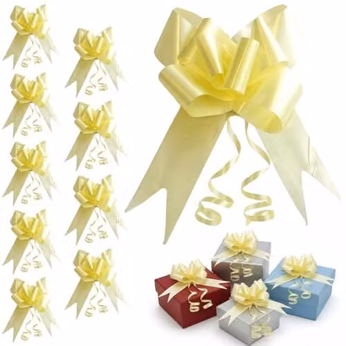 Shatchi 60pcs Light Yellow Pull Bows, 3cm Diameter for Gift Wrapping and Party Decorations