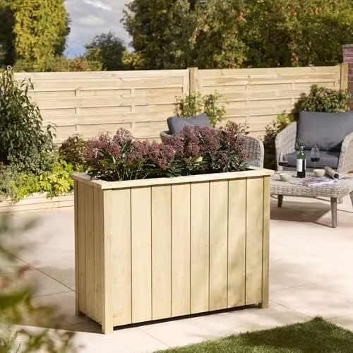 Rowlinsons Signature Heritage Tall Rectangular Planter in Light Brown, W: 103 cm, D: 43 cm, H: 78 cm