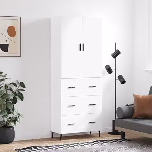 vidaXL Modern White Highboard Sideboard and Storage Cabinet for your Living Room – 2