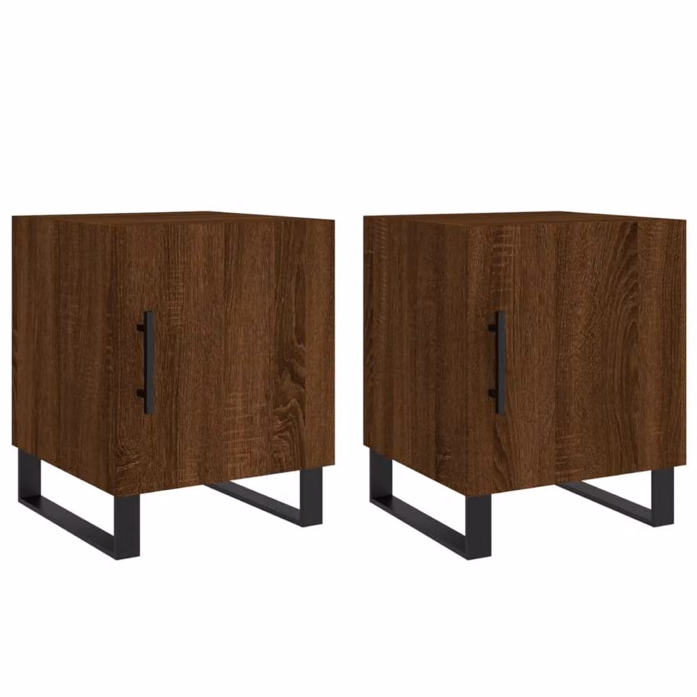 Berkfield Home Modern Bedside Cabinets, 2 Piece Set in Brown Oak, W/D/H: 40 x 40 x 50 cm – 2