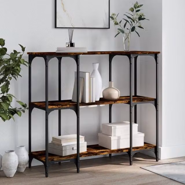 Berkfield Home Smoked Oak Console Table in Brown, W/D/H: 102 x 35 x 90 cm – 1