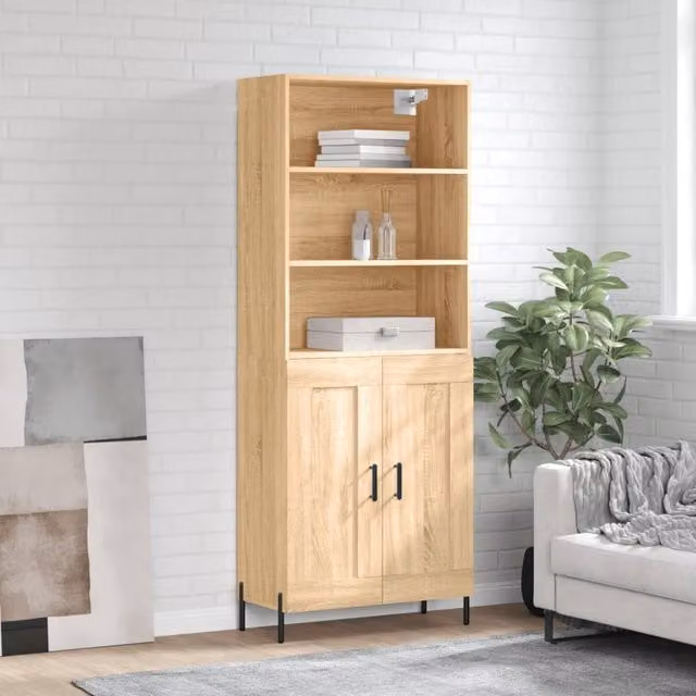 Berkfield Home Sonoma Oak Highboard in Brown, W/D/H: 69.5 x 34 x 180 cm – 1