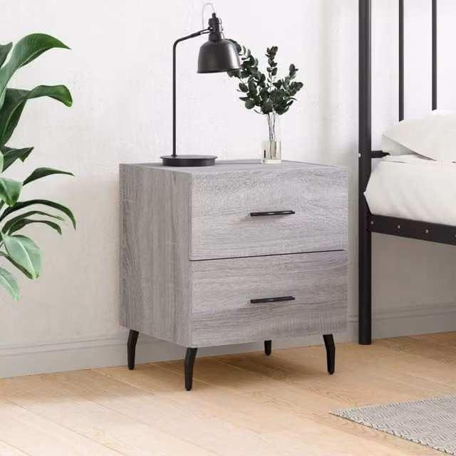 Berkfield Home Grey Sonoma Bedside Cabinet W/D/H: 40 x 35 x 47.5 cm