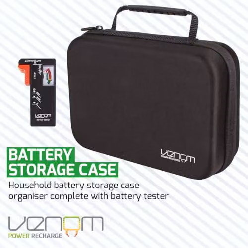Venom Battery Storage Organiser Case with Charge Tester in Black – 2