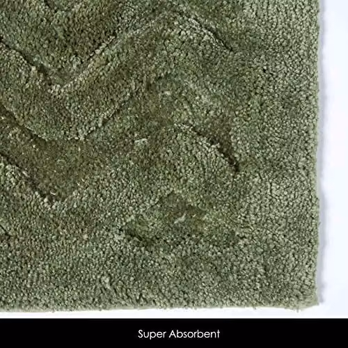 Homescapes Sandwood Sage Green Bathmat with Plush Chevron Geometric Pattern and Non-Slip Backing, W: 50 cm, D: 80 cm – 3