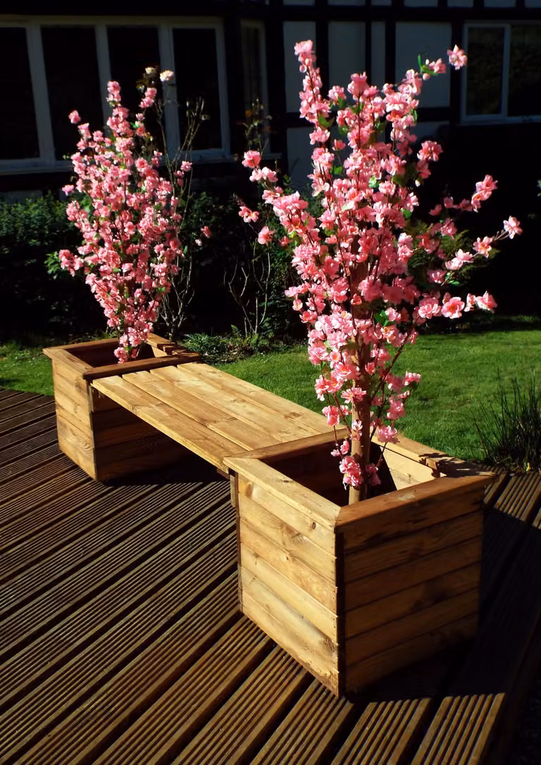 Charles Taylor Trading Rustic Oiled Solid Wood Planter Bench in Brown
