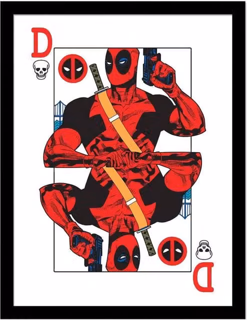Deadpool Playing Card Framed Paper Poster in White – 1